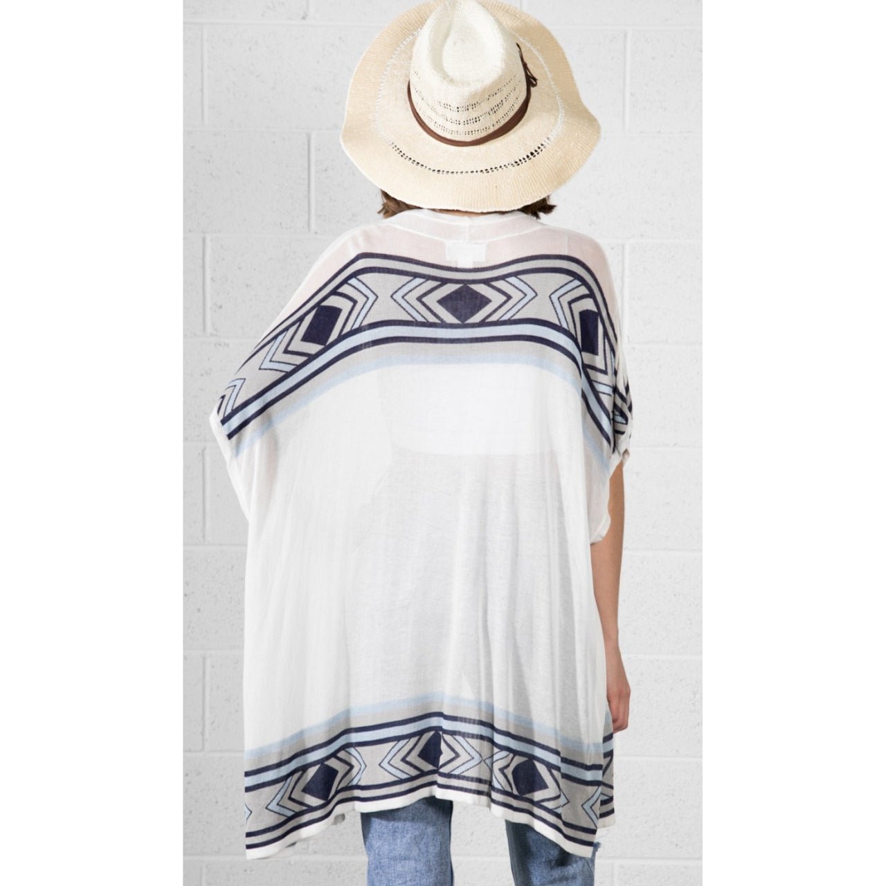 Aisley White and Blue Patterned Spring Kimono - The Graphic Tee
