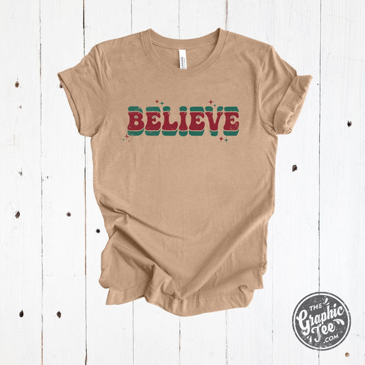 Believe Heather Tan Unisex Short Sleeve Tee - The Graphic Tee