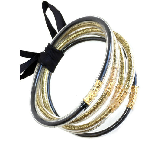 Black and Gold 5 Piece Jelly Bracelets - The Graphic Tee