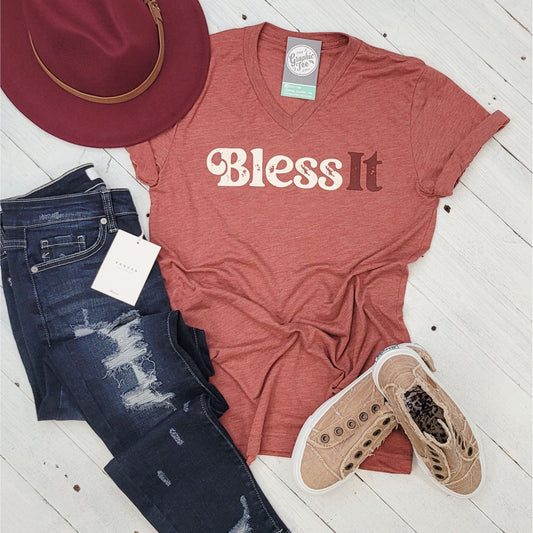 Bless It V Neck Tee - The Graphic Tee