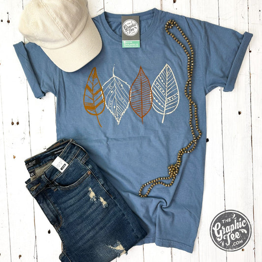 Boho Leaves Pigment Dyed Short Sleeve Tee - The Graphic Tee