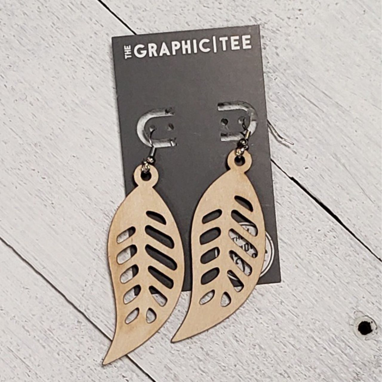Boho Natural Wood Leaf Earrings - The Graphic Tee
