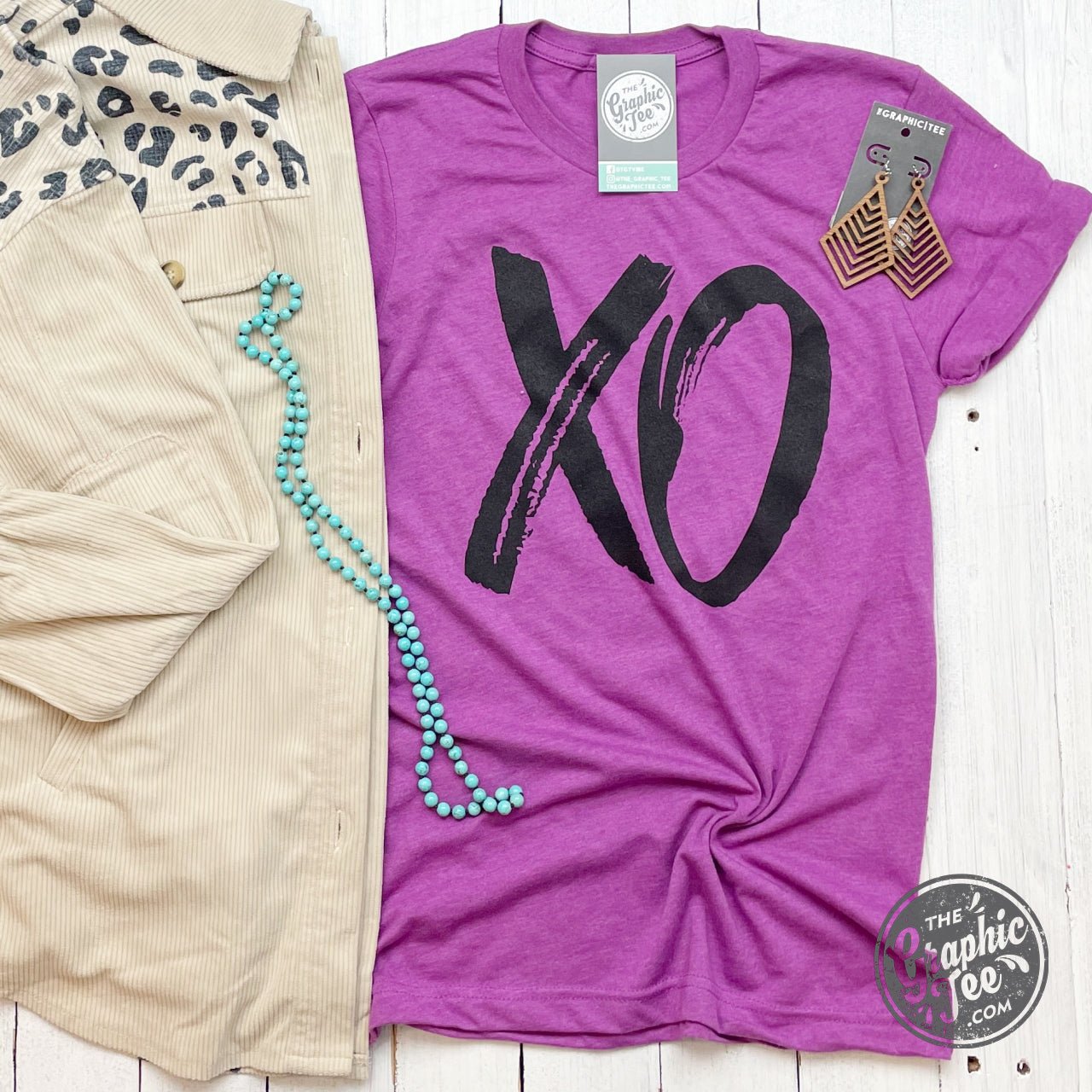 Brushed XO Heather Magenta Short Sleeve Tee - The Graphic Tee