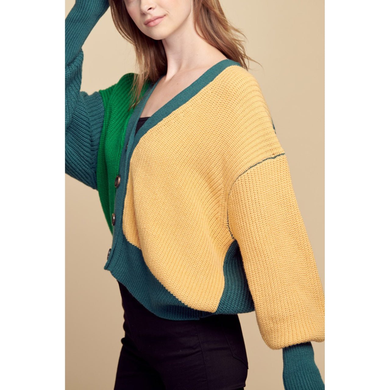 Callie Bold And Colorful Cardigan With V Neck and Drop Shoulder - The Graphic Tee