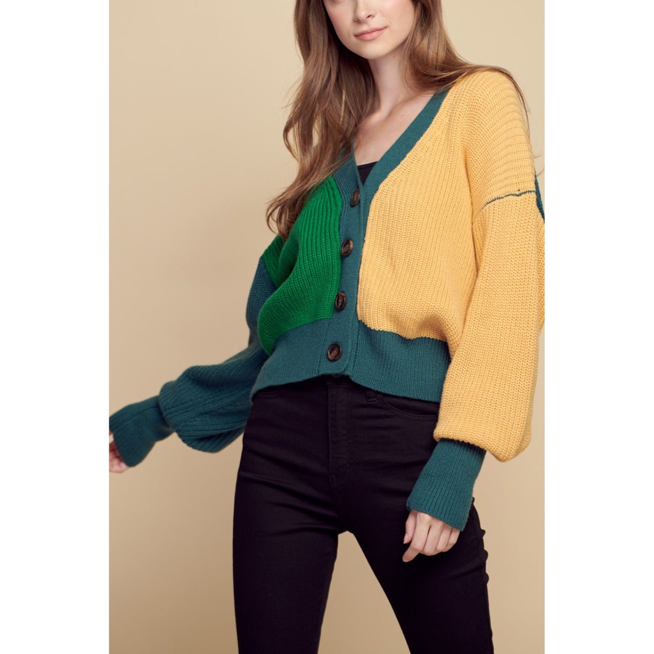 Callie Bold And Colorful Cardigan With V Neck and Drop Shoulder - The Graphic Tee