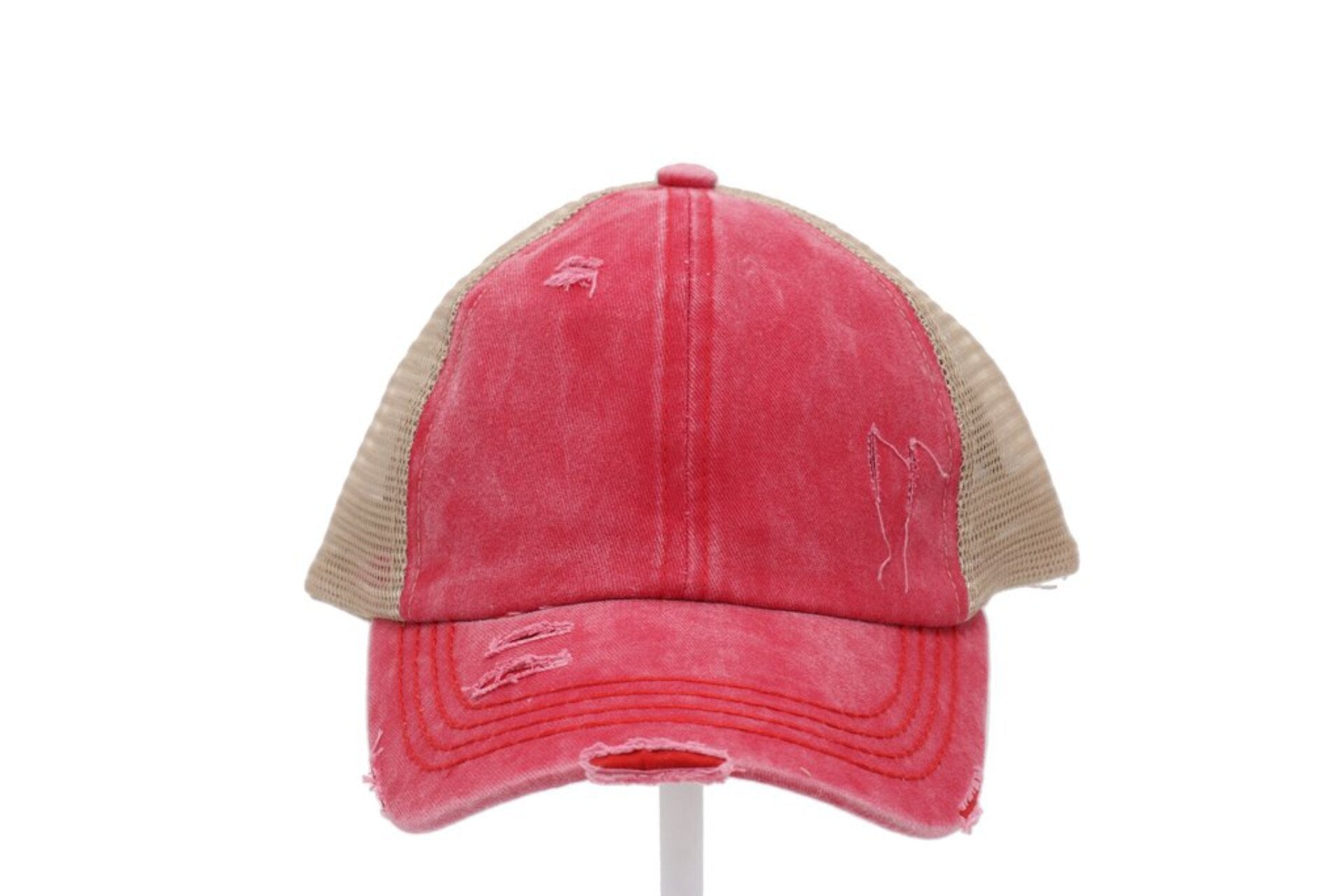 CC Washed Denim Criss Cross High Pony Ball Cap - The Graphic Tee
