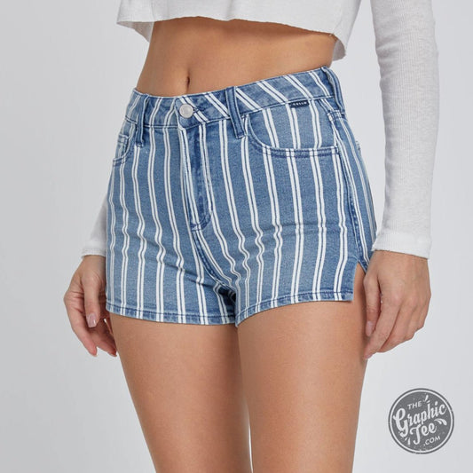 Cello Striped High Rise Shorts - The Graphic Tee