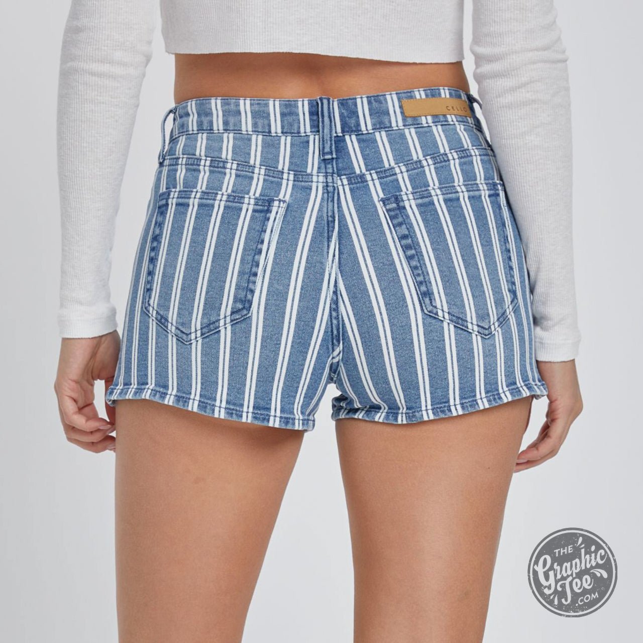 Cello Striped High Rise Shorts - The Graphic Tee