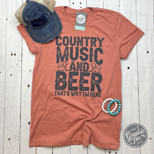 Country Music and Beer Short Sleeve Tee - The Graphic Tee