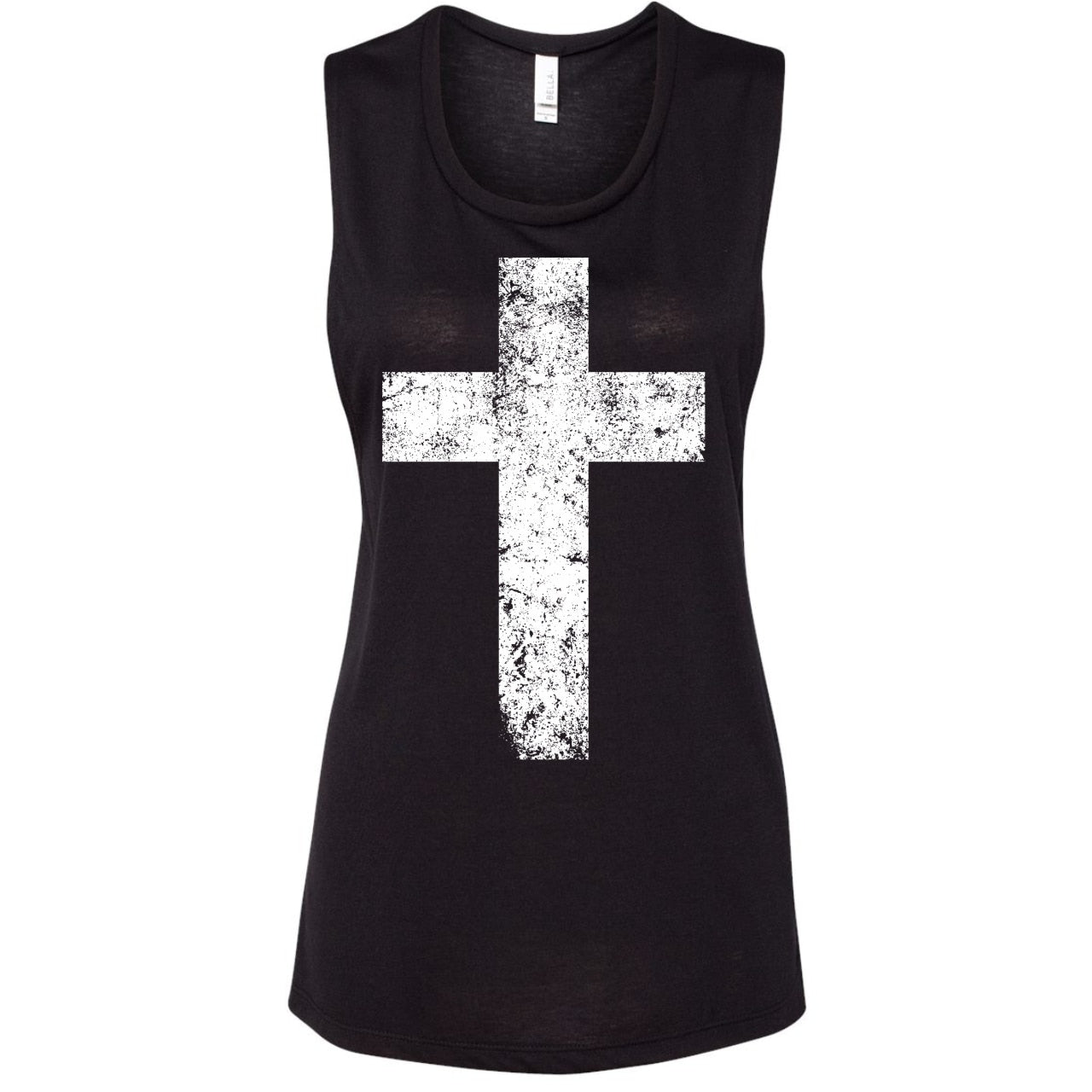 Cross - Ladies Flowy Tank with White Print - The Graphic Tee