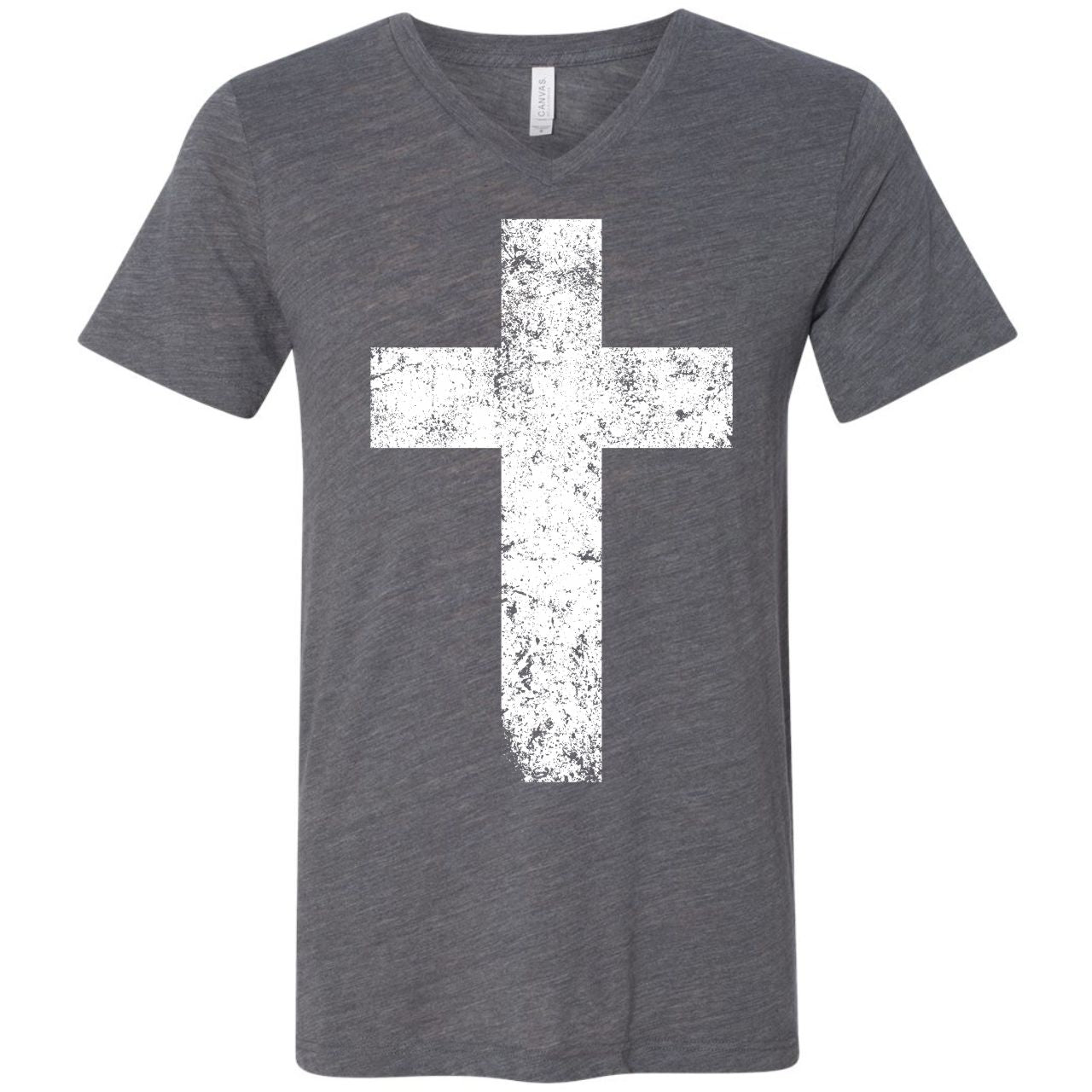 Cross - Unisex V-Neck Tee with White Print - The Graphic Tee