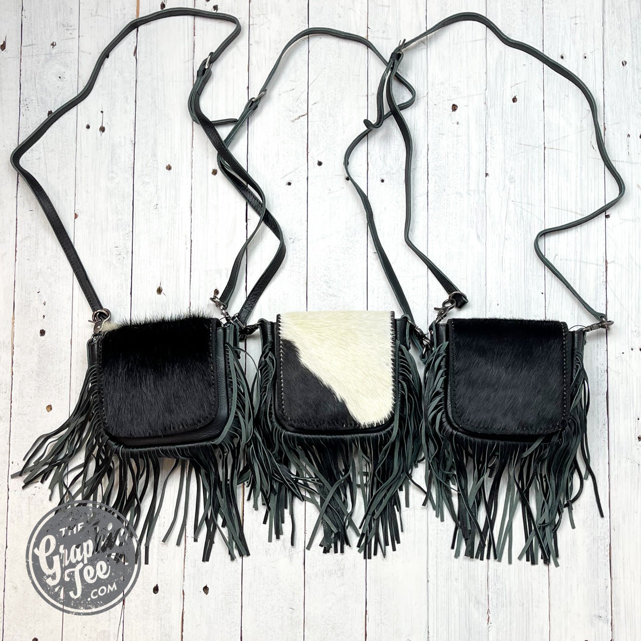 Emmie Black Fringe Leather Hair-On Crossbody - The Graphic Tee