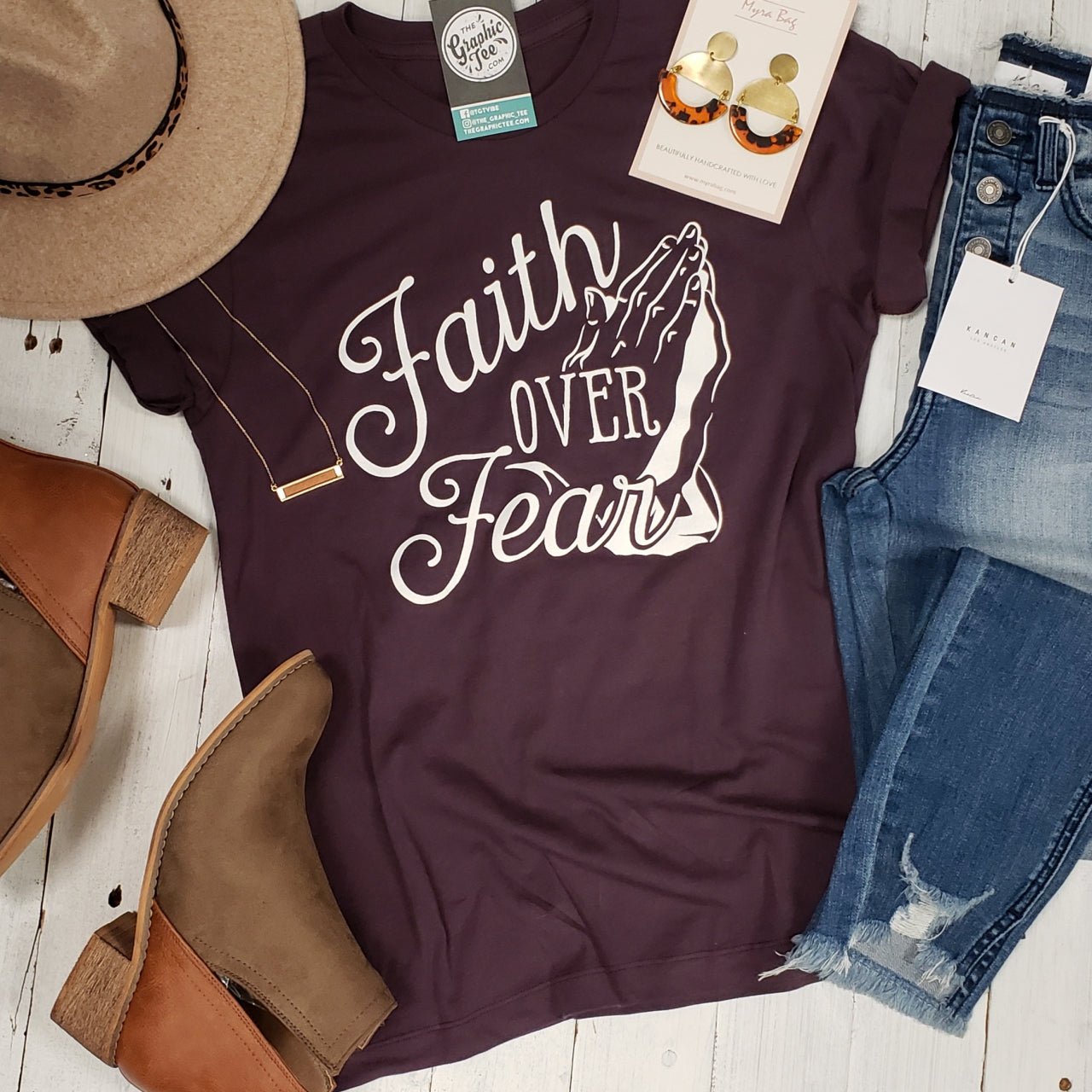 Faith Over Fear Dark Purple Tee - The Graphic Tee