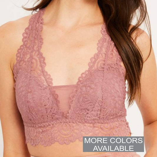 Georgie Ribbed Boho Lace Racerback Bralette – The Graphic Tee