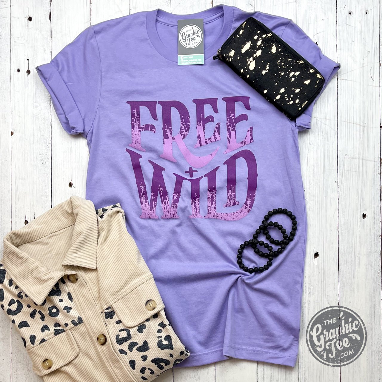 Free + Wild Dark Lavender Short Sleeve Crew Neck Tee - The Graphic Tee