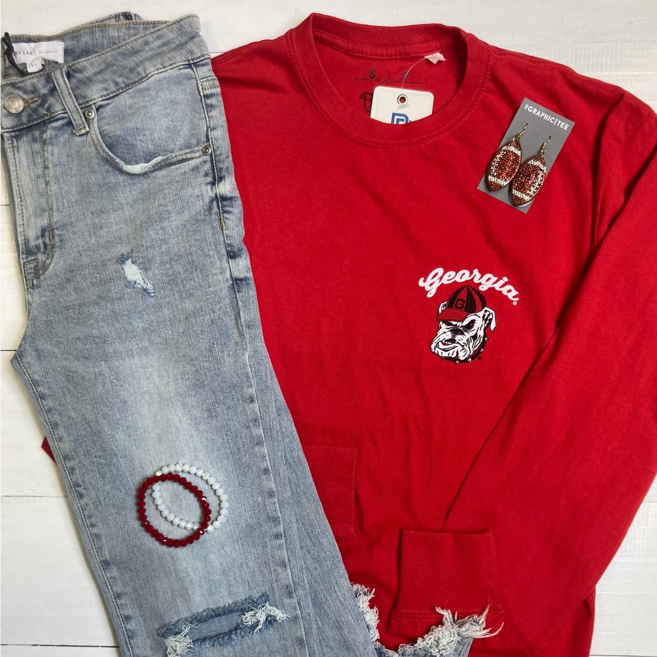 Georgia Dawgs Licensed Red Long Sleeve Unisex Tee - The Graphic Tee