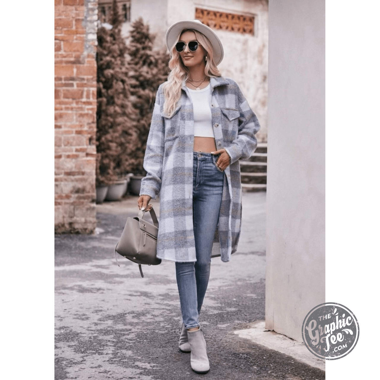 Georgia Long Plaid Shacket With Pockets - The Graphic Tee