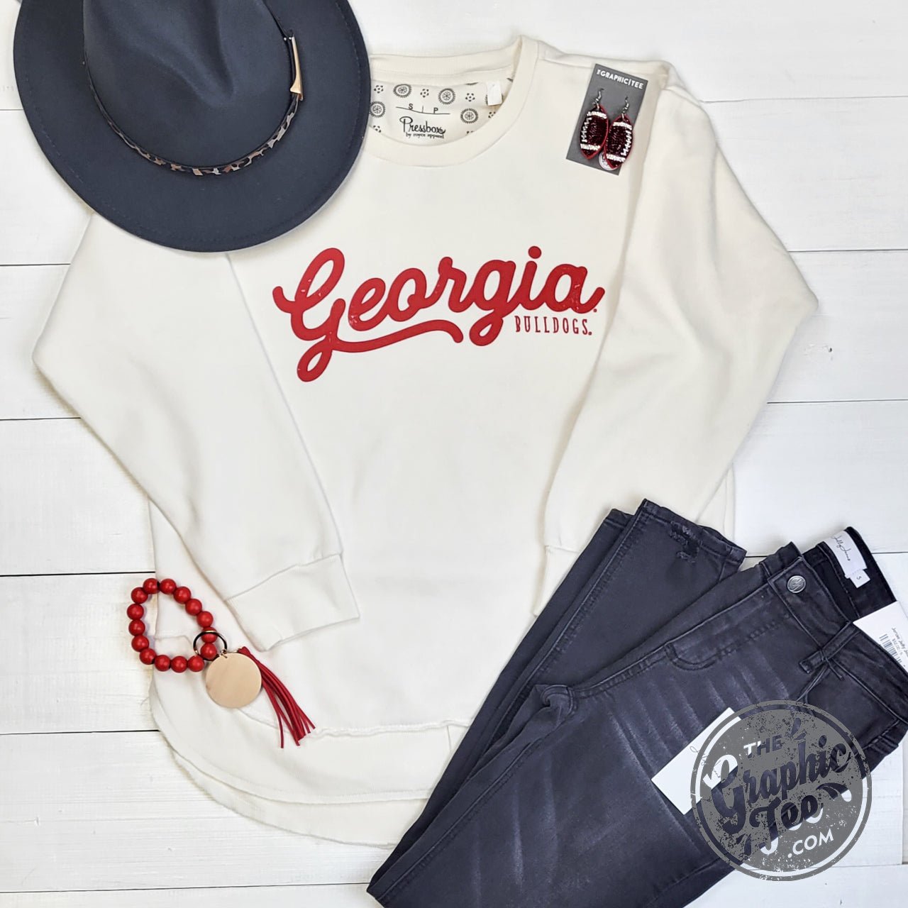 Georgia Long Sleeve Rounded Bottom Vintage Fleece - The Graphic Tee