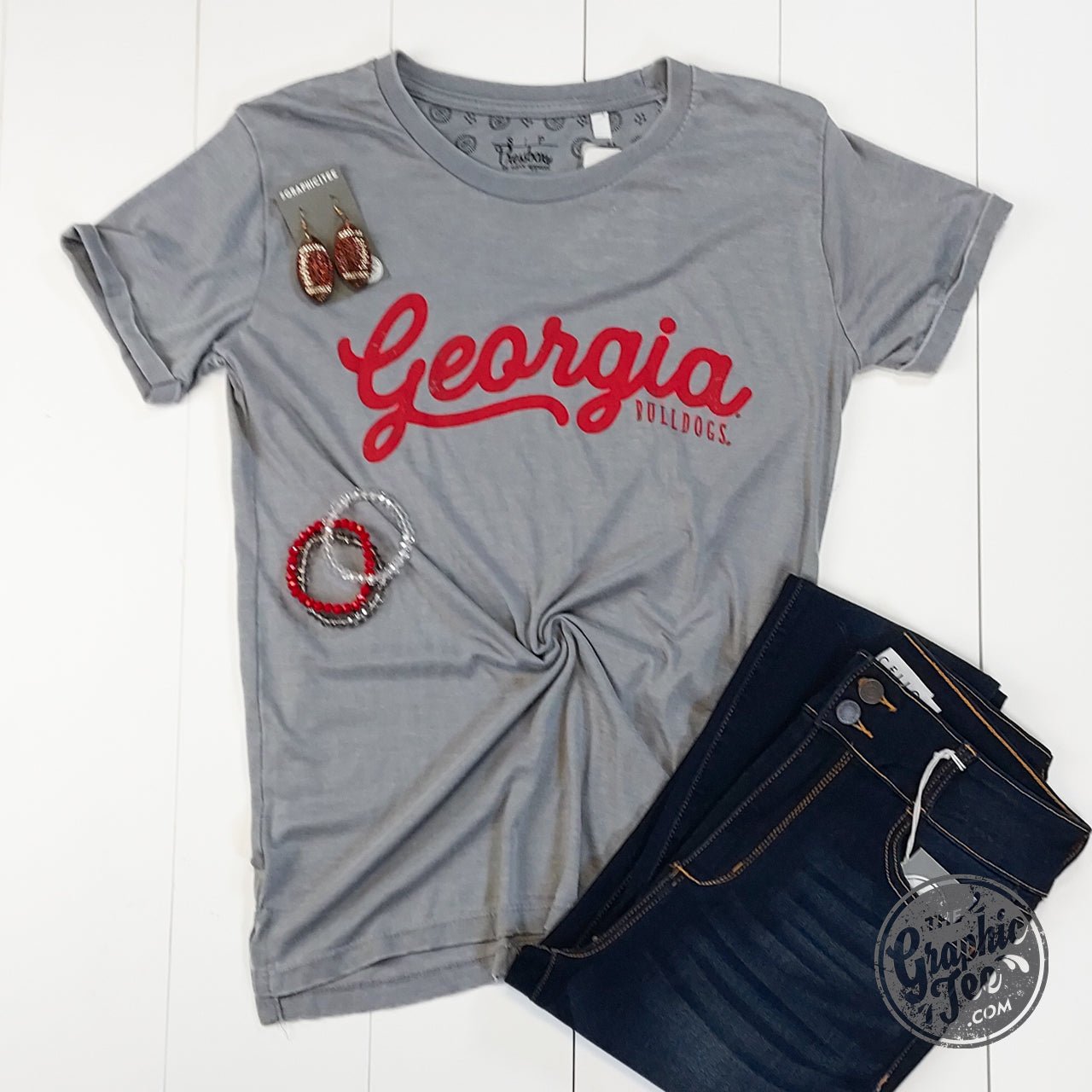 Georgia Short Sleeve Crewneck Vintage Boyfriend Top - The Graphic Tee