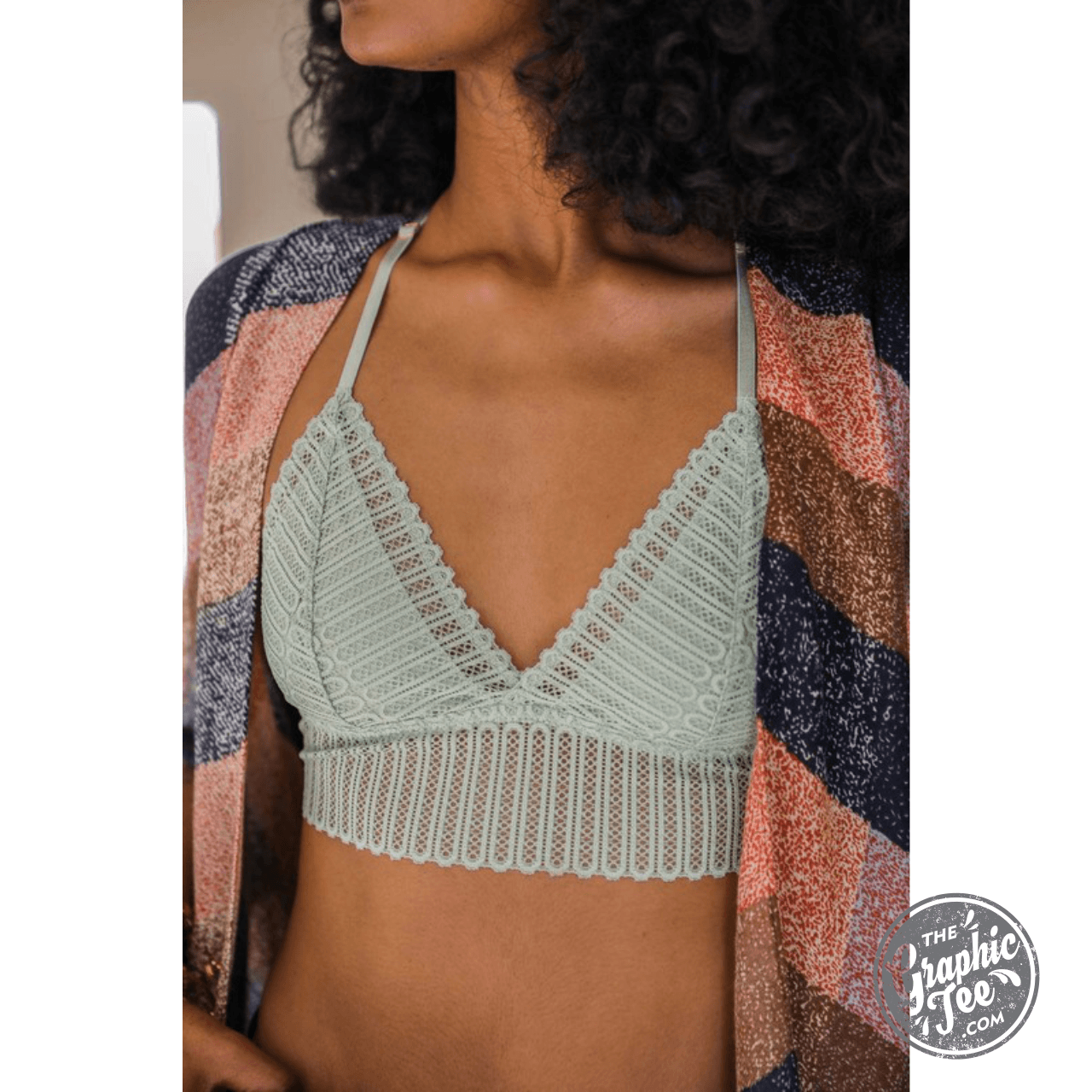 Extended Size Ribbed Lace Racerback Bralette