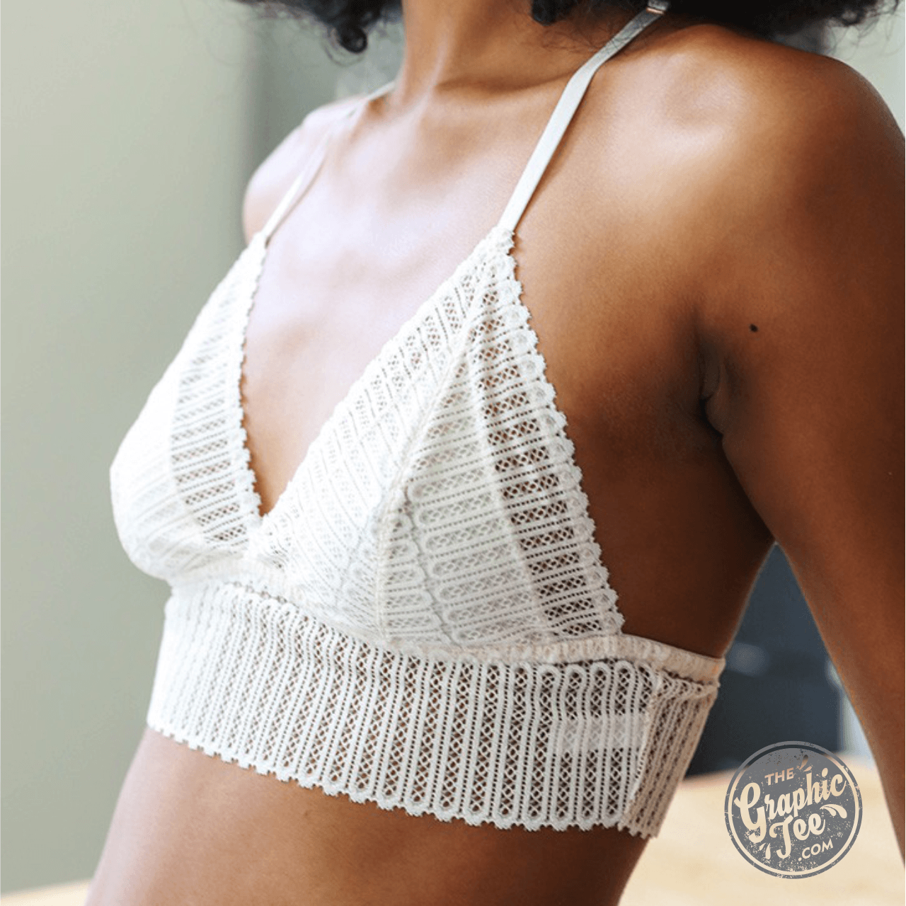 The Alice Ribbed Lace Racerback Bralette, Ivory