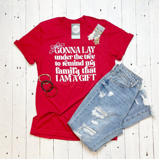 Gonna Lay Under The Tree Unisex Canvas Red Graphic Tee - The Graphic Tee