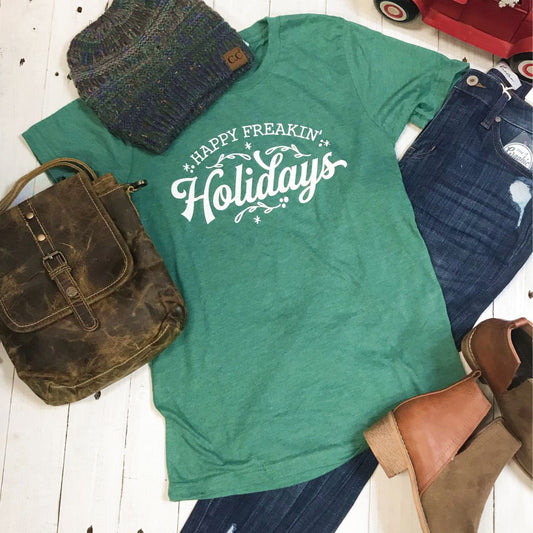 Happy Freakin' Holidays - Crewneck Tee - The Graphic Tee