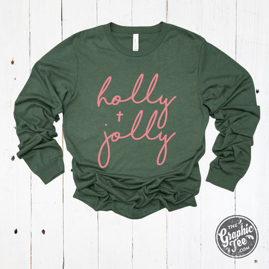 Holly + Jolly Heather Forest Long Sleeve Tee - The Graphic Tee