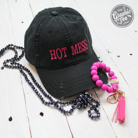 Hot Mess - Black Distressed Canvas Hat - The Graphic Tee