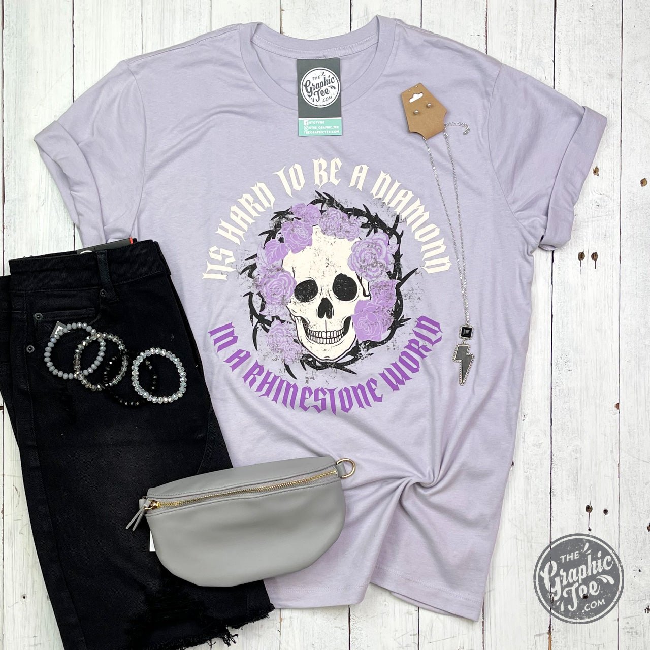 It's Hard to Be A Diamond in A Rhinestone World - Lilac Tee - The Graphic Tee