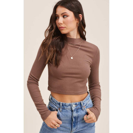 Josie Ribbed Mock Neck Top - The Graphic Tee