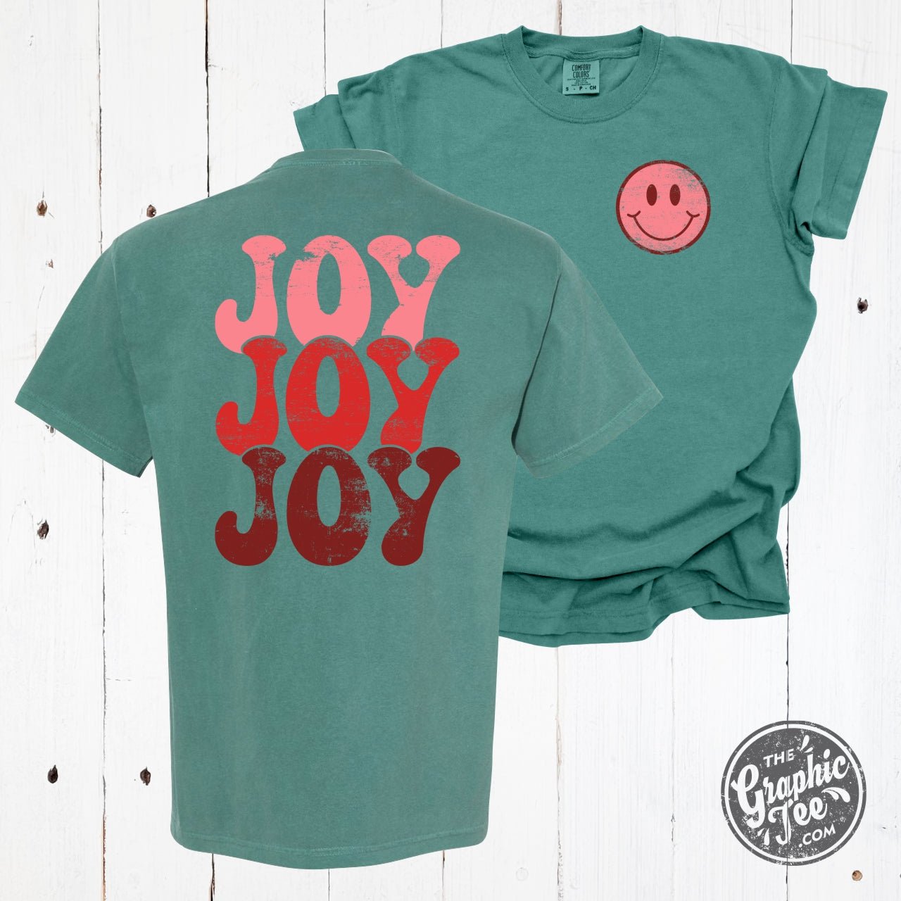 Joy Joy Joy Comfort Colors Emerald Short Sleeve Unisex Tee - The Graphic Tee