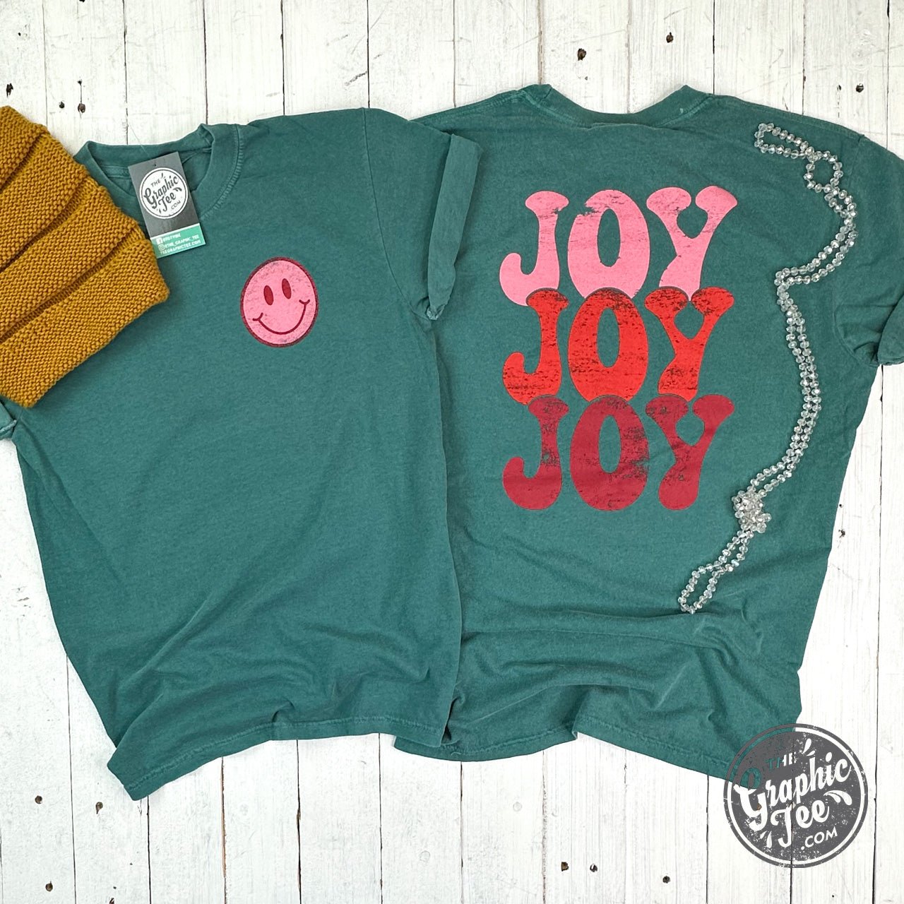 Joy Joy Joy Comfort Colors Emerald Short Sleeve Unisex Tee - The Graphic Tee