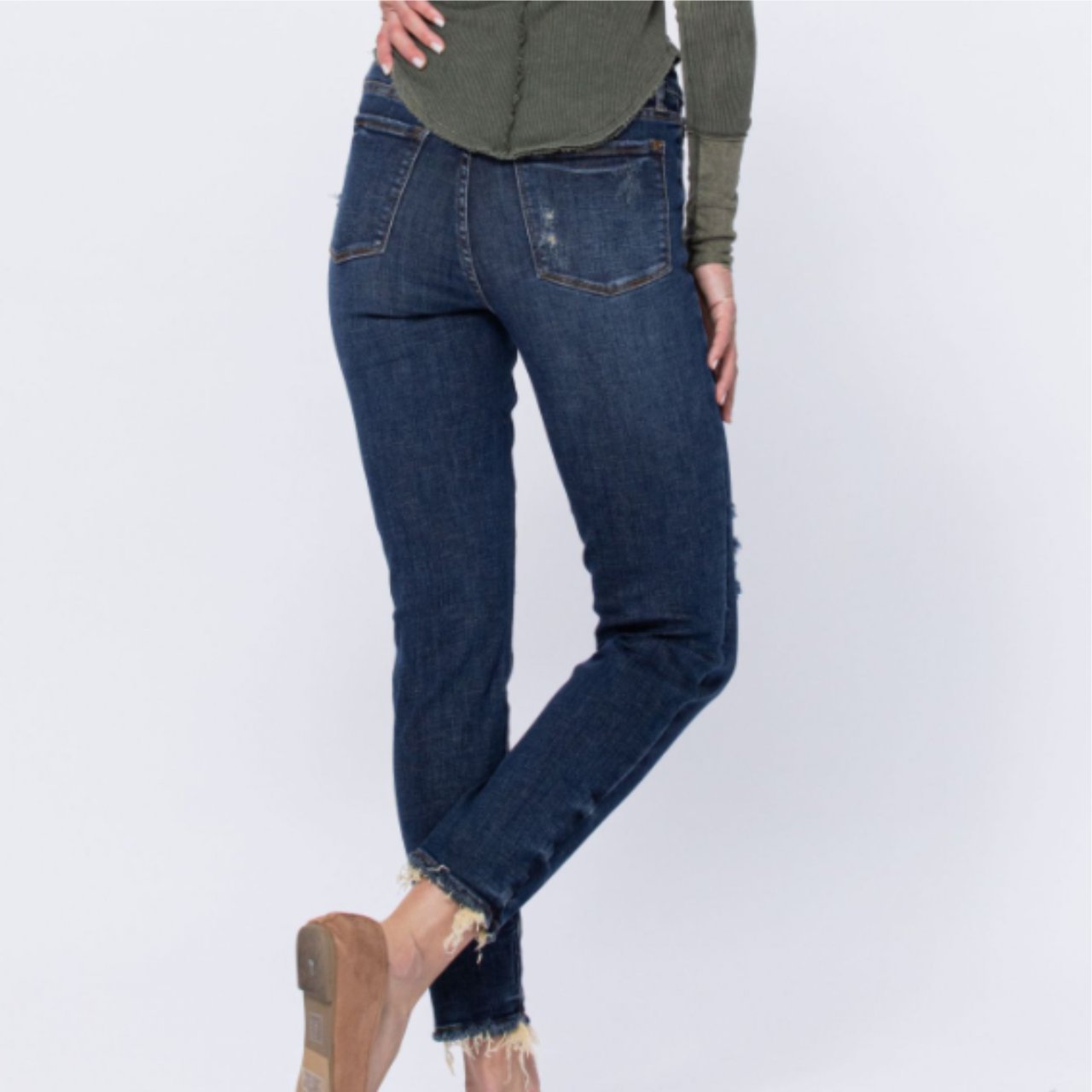 Judy Blue Destroyed Mid-Rise Relaxed Jeans - The Graphic Tee