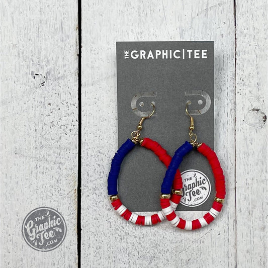 Julie Red White & Blue Rubber Beaded Hoops - The Graphic Tee