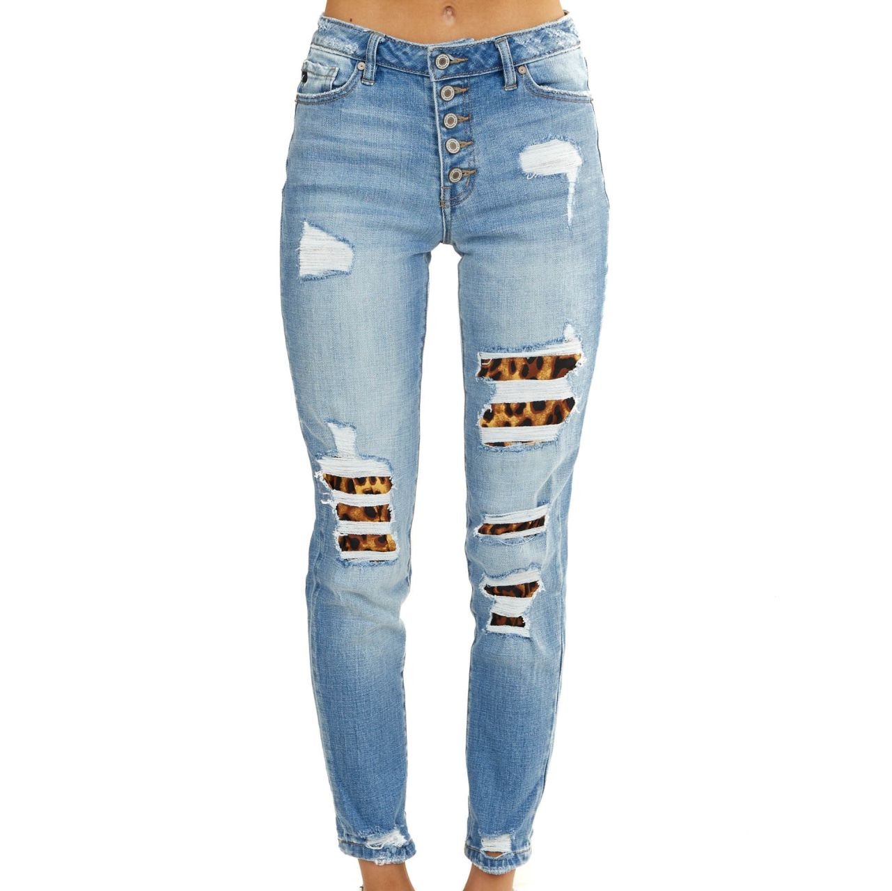 Kancan Leopard Patch High Rise Skinny Jeans - The Graphic Tee