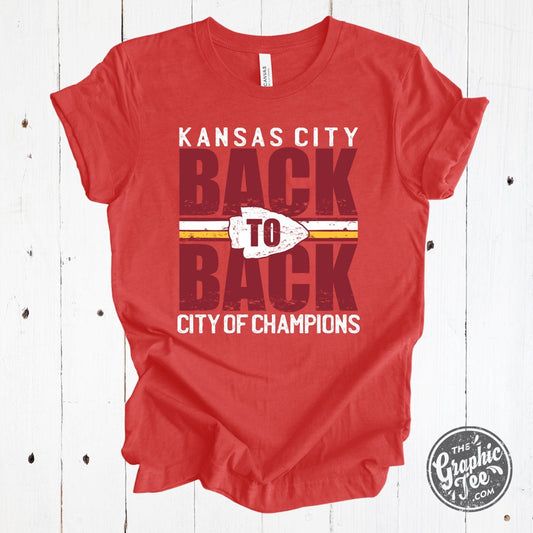 Kansas City Back to Back City of Champions Crewneck Tee - The Graphic Tee