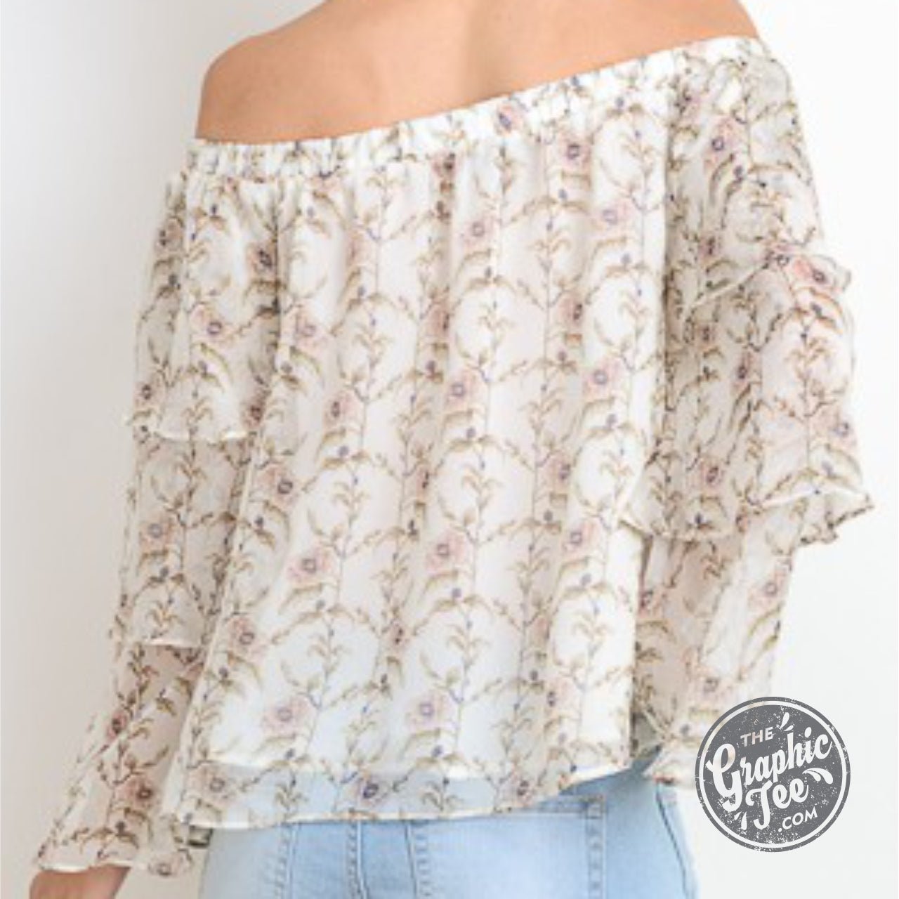 Kat Floral Ruffle Sleeve Top - The Graphic Tee