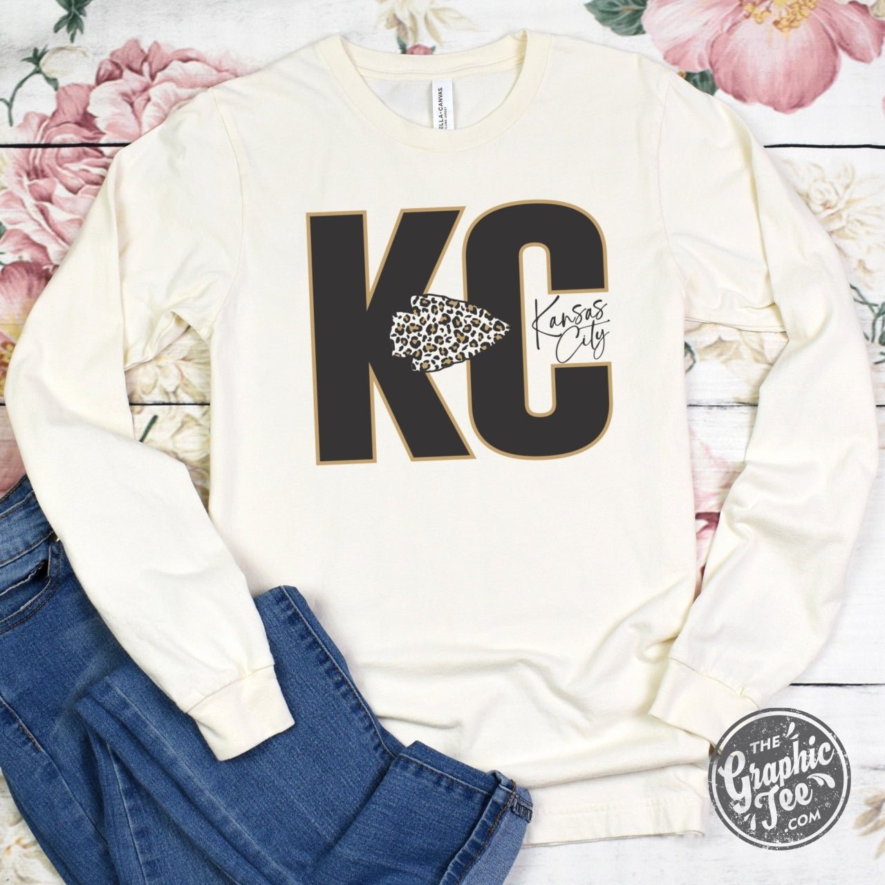 KC Leopard Natural Heather Long Sleeve Tee - The Graphic Tee