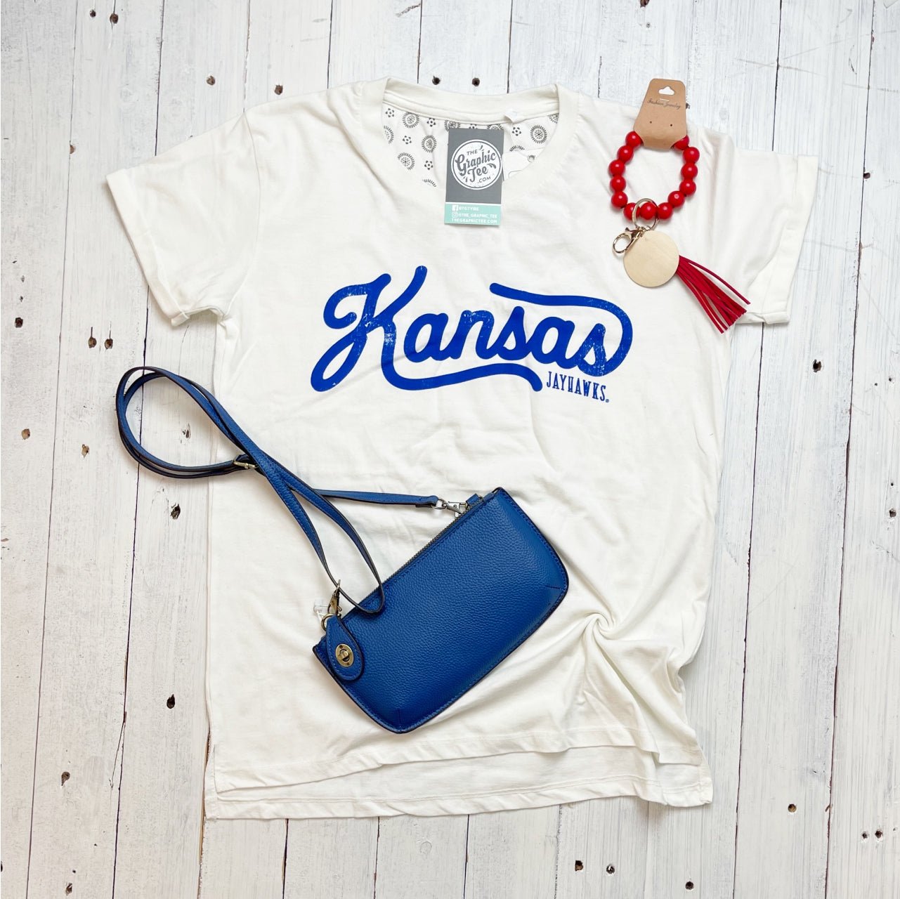 KU (Kansas University) Short Sleeve Crewneck Vintage Boyfriend Top - The Graphic Tee
