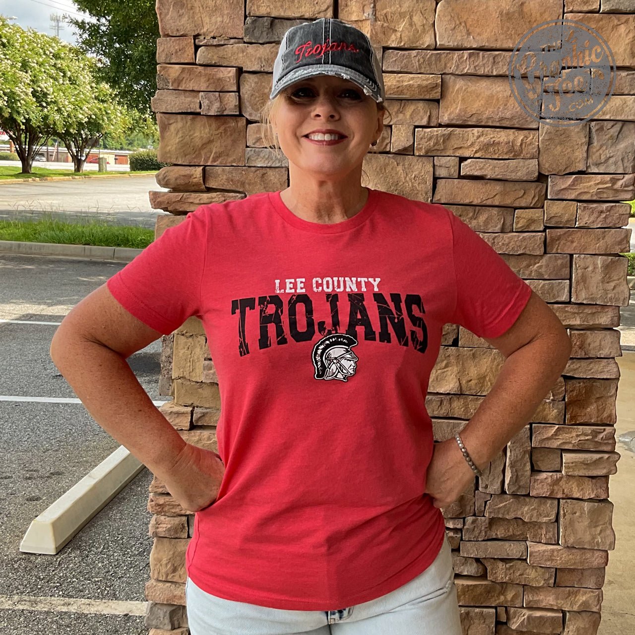 Lee County Trojans Heather Red Short Sleeve Tee - The Graphic Tee