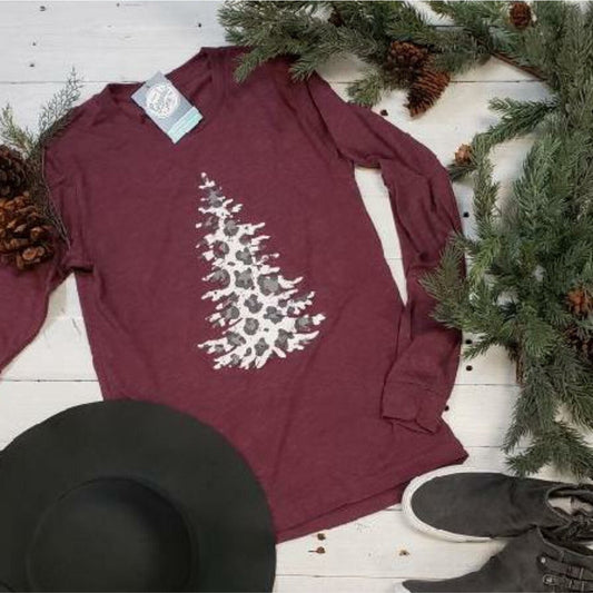 Leopard Christmas Tree Unisex Long Sleeve Tee - The Graphic Tee