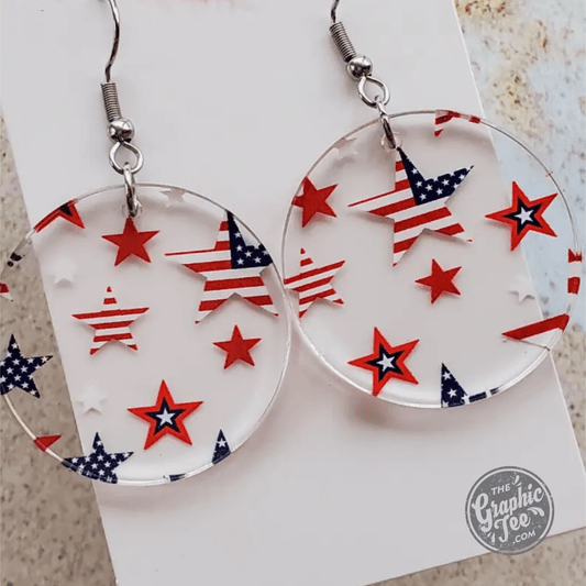Liberty Stars and Stripes Circular Acrylic Earring - The Graphic Tee