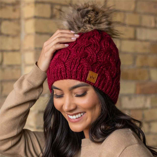 Liza Wine Cable Knit Beanie - The Graphic Tee