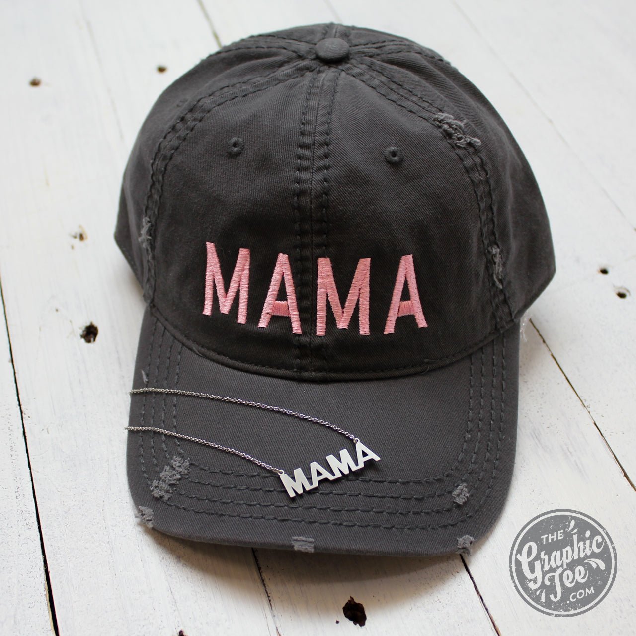 Mama - Charcoal Distressed Canvas Hat - The Graphic Tee