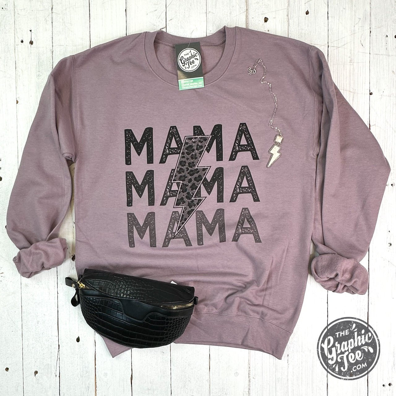 Mama Lightning Bolt Crewneck Sweatshirt - The Graphic Tee