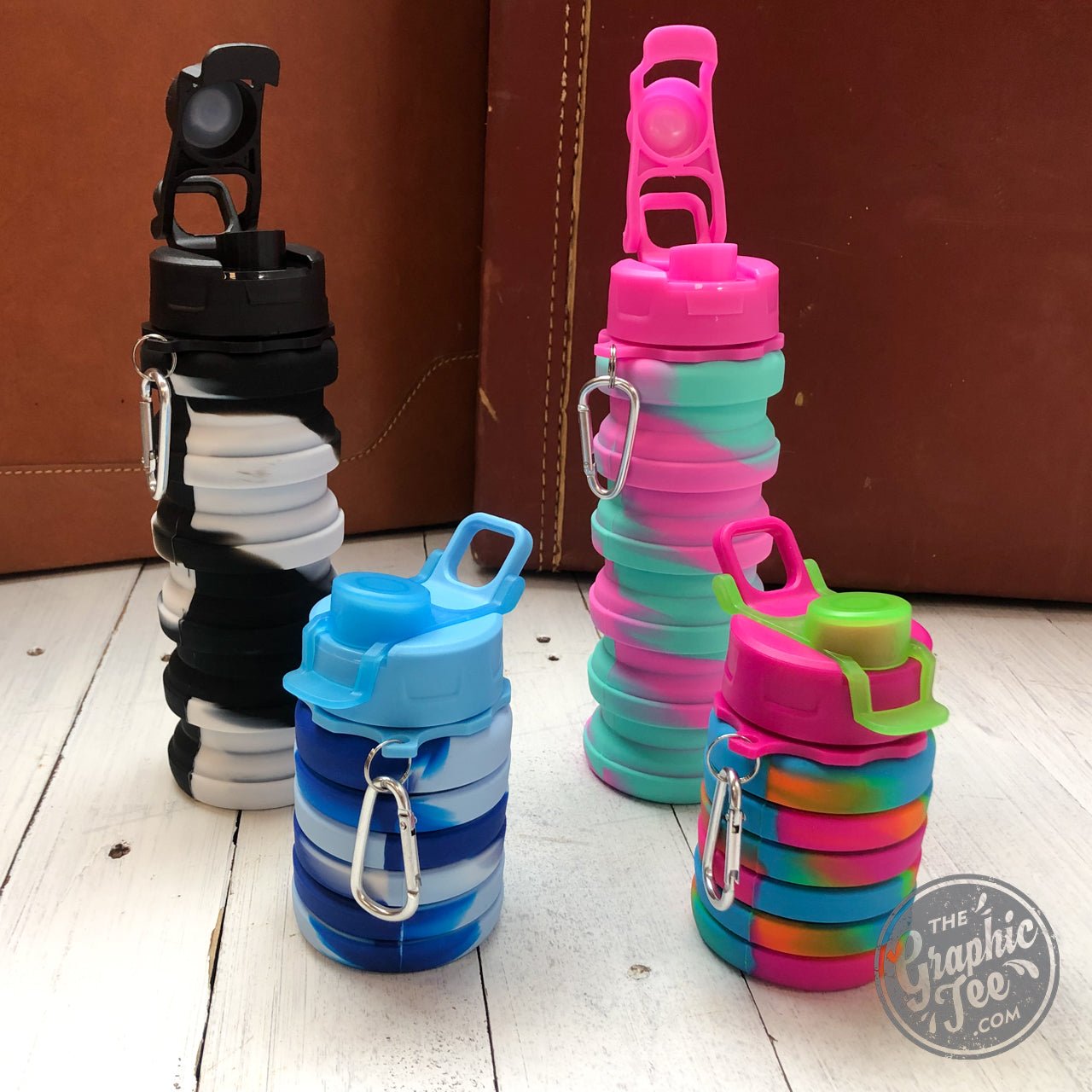 Marble Silicone Collapsible Water Bottle - The Graphic Tee