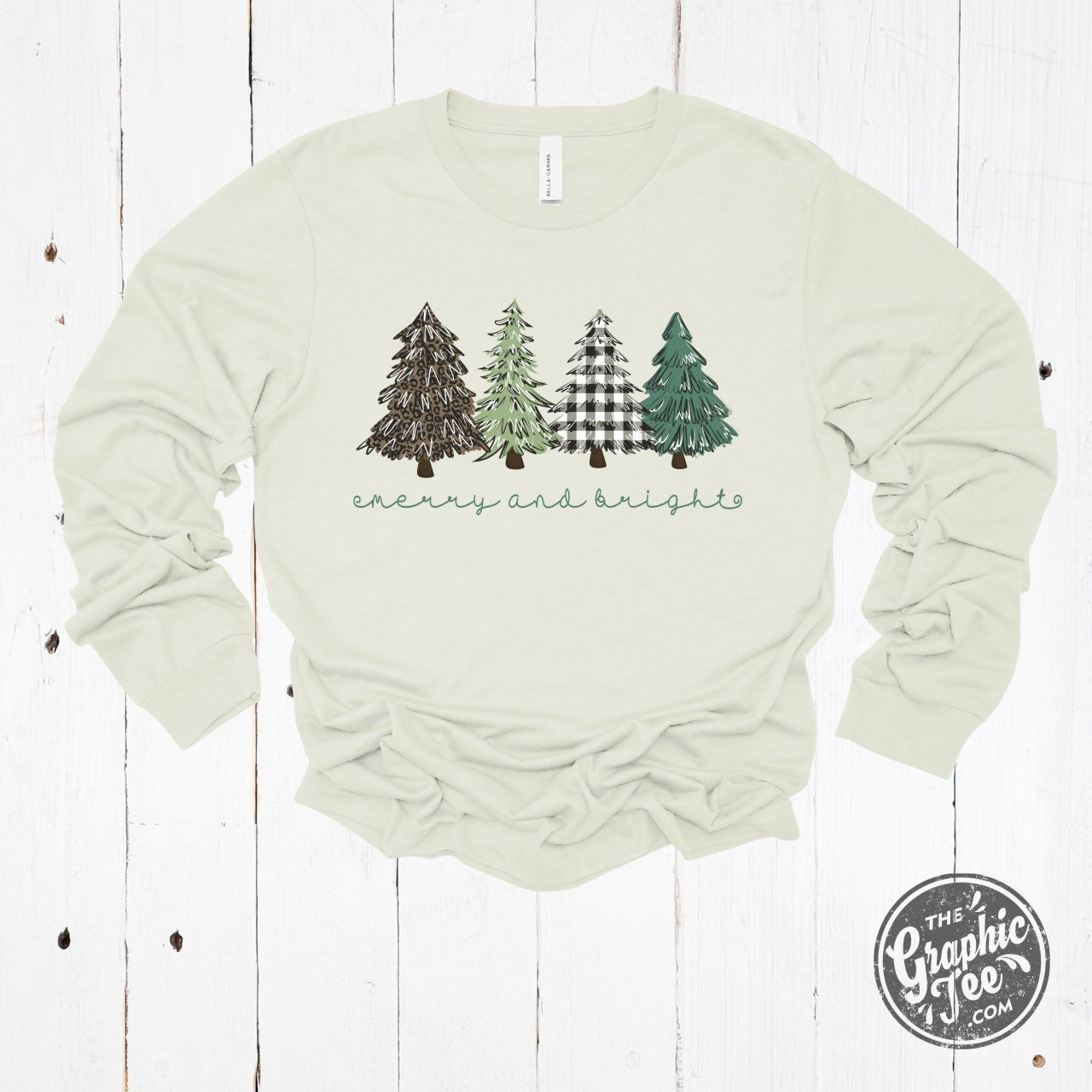 Merry and Bright Trees Long Sleeve Unisex Tee - The Graphic Tee