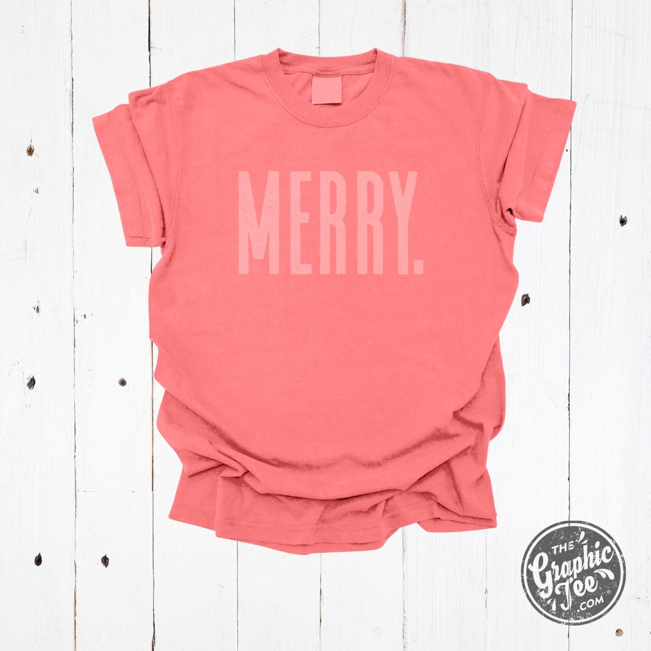 Merry. Coral Garment Dyed Unisex Short Sleeve Tee - The Graphic Tee