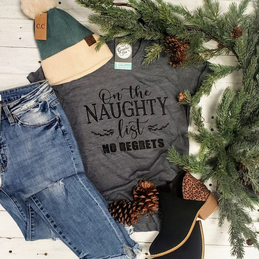 Naughty List (No Regrets) Unisex Short Sleeve Tee - The Graphic Tee